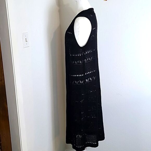 Forever 21 Long Black Cardigan Sweater, Sleeveless, Size Large - Picture 4 of 7